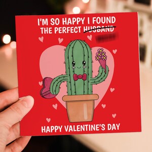 Estoy tan feliz de haber encontrado la tarjeta de San Valentín perfecta, divertida, grosera y con un cactus para mi esposo y mi novio (tamaño A6/A5/A4/cuadrado 6x6").