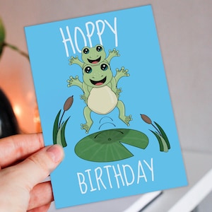 Carte d'anniversaire drôle de grenouille, grenouilles, crapaud pour enfant, enfants, enfants, nièce, neveu, petits-enfants, petit-fils, petite-fille (taille A6/A5/A4)