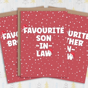 Divertida tarjeta navideña para tus suegros favoritos: madre, padre, hijo, hija, cuñado o cuñada (tamaño A6/A5/A4/cuadrado 6x6")