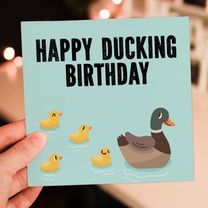 Tarjeta de cumpleaños divertida de pato: Feliz cumpleaños (A6/A5/A4/Cuadrada)