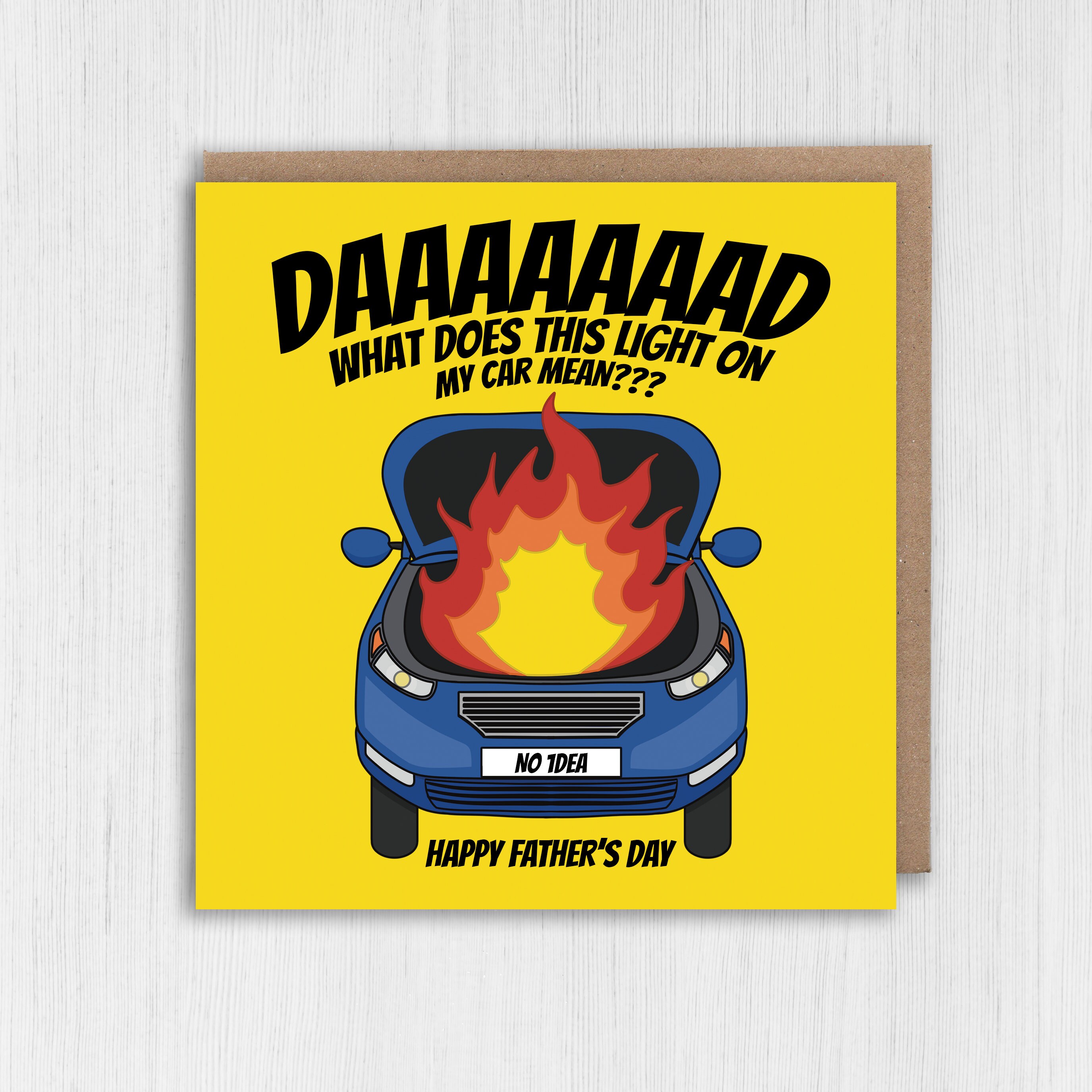 Lustige Vatertagskarte – 'Was Bedeutet Dieses Licht?' Mit Auto-Design | Humorvolle Geschenkidee Für Papa, Tochter, Sohn