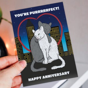 Eres una tarjeta de aniversario perfecta, divertida, linda, con gatos, para esposa, esposo, novia, novio, pareja (tamaño A6/A5/A4)