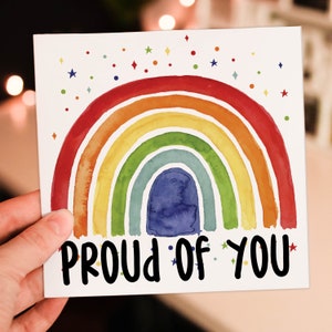 Orgulloso de ti, arcoíris, felicitaciones, bien hecho, graduación, nuevo trabajo, resultados de exámenes, ascenso, tarjeta de orgullo (tamaño A6/A5/A4/cuadrado 6x6")