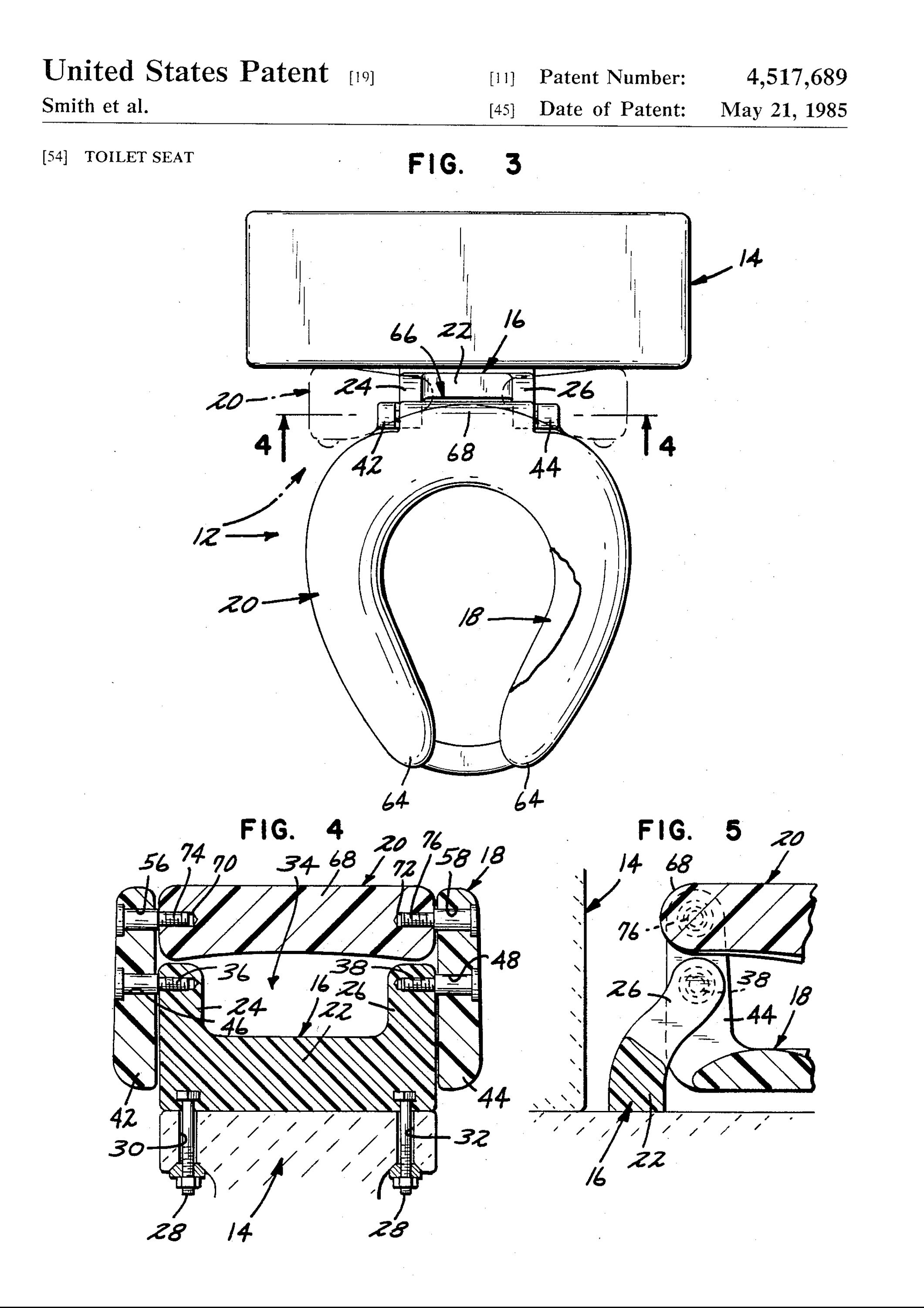 Toilet seat patent drawing for bathroom toilet or WC Etsy