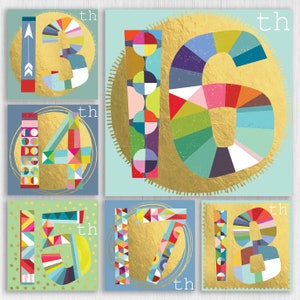 Cartas coloridas y laminadas en oro para adolescentes, adolescentes, hijo, hija, sobrino, sobrina de 13, 14, 15, 16, 17 y 18 años.