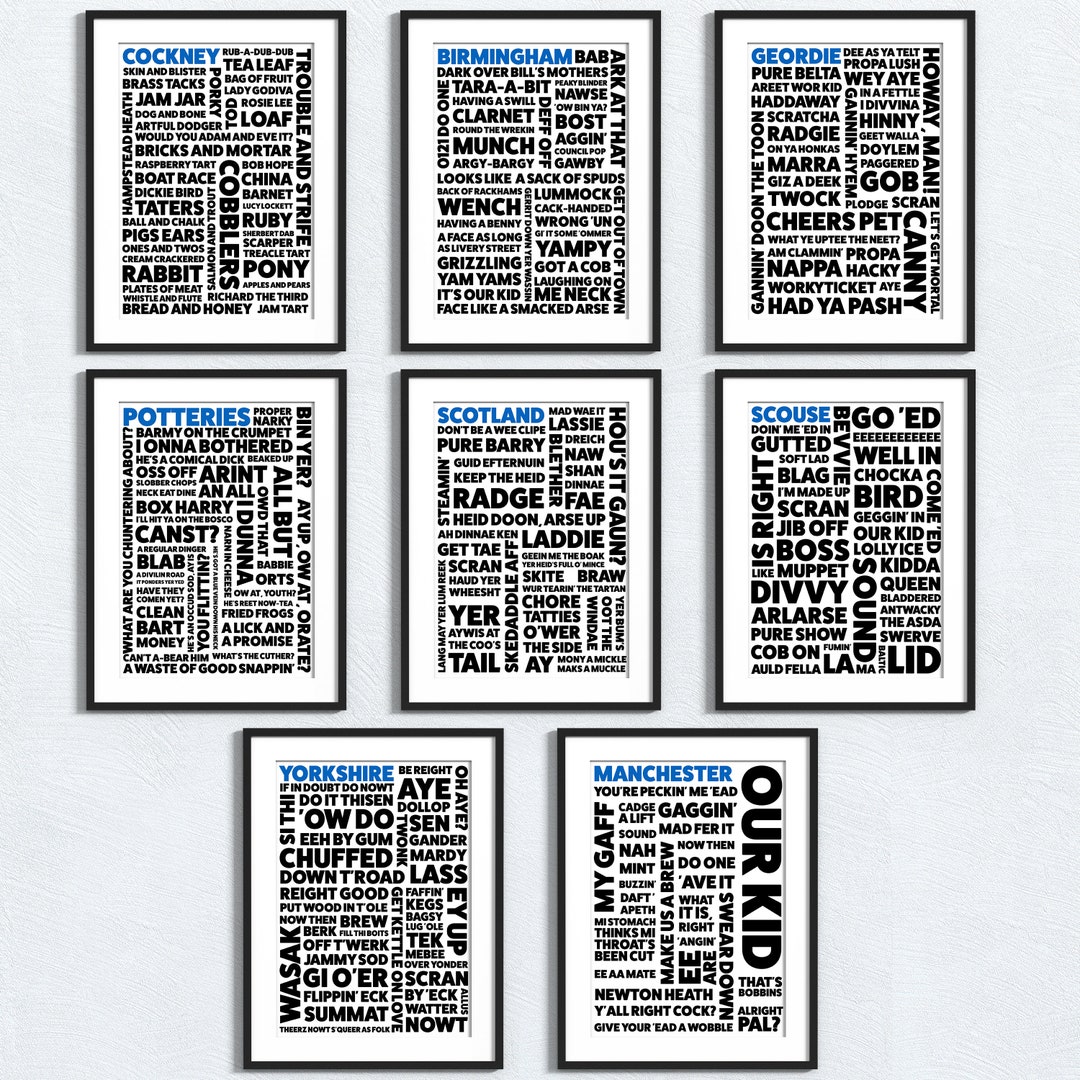 Yorkshire, Scottish, Scouse, Geordie, Manchester, Cockney, Birmingham