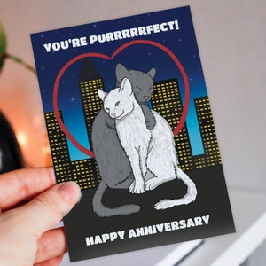 Eres una tarjeta de aniversario perfecta, divertida, linda, con gatos, para esposa, esposo, novia, novio, pareja (tamaño A6/A5/A4)