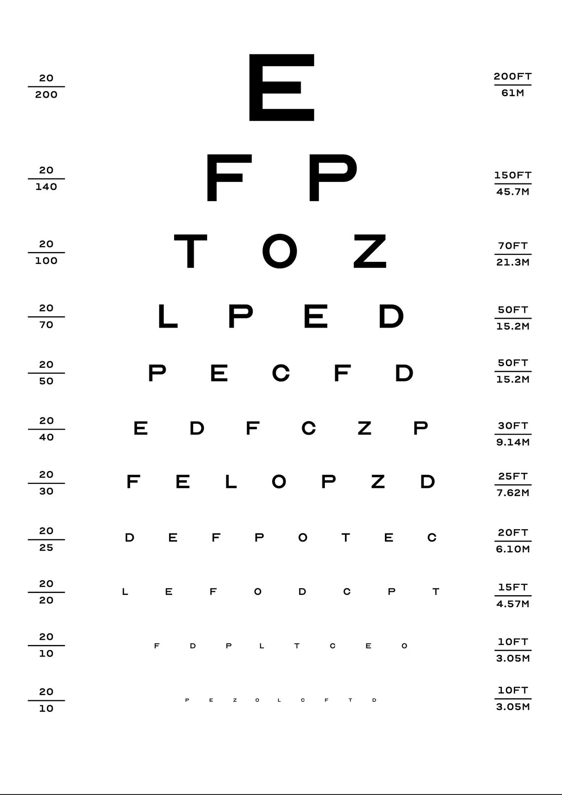 Eye Sight Optician Test Chart-style Black and White | Etsy