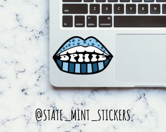 Delta Phi Epsilon Sorority Blue Lips and Stars Sticker  | 3.5" Wide |  for Car, Laptop, Mug, Cup, Cooler, Planner