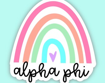 Alpha Phi Sorority APhi Pastel Rainbow Sticker | 3.5" Wide | Official Licensed Product  / Decal | for Car, Laptop, Mug, Cup, Cooler, Planner