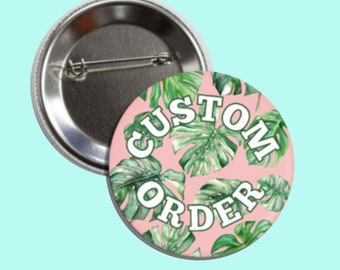 CUSTOM BUTTON ORDER | Free Shipping | Custom Sorority Button | Fraternity Button | College Button | Gameday Button