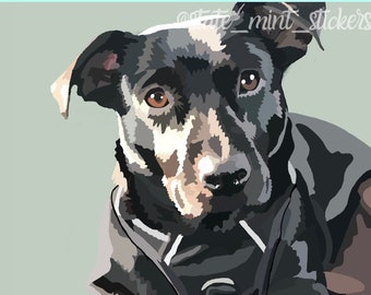 Custom Pet Portrait | Digital Illustration | 4x6 Print | 8x10 Print | Dog Painting, Cat Painting, Horse, Rabbit, Cat, Portrait | Memorial