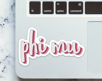 Phi Mu Sorority Pink Sticker Decal  | 4" Wide  / Decal |  for Car, Laptop, Mug, Cup, Cooler, Planner