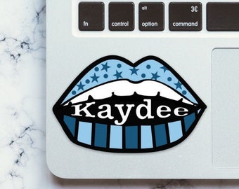 Kappa Delta Sorority Blue Lips and Stars Sticker / Decal for Car, Laptop, Water Bottle, Mug and More