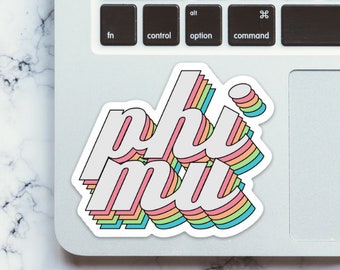 Phi Mu Sorority Pastel Rainbow Sticker / Decal | 4" Wide  |  for Car, Laptop, Mug, Cup, Cooler, Planner