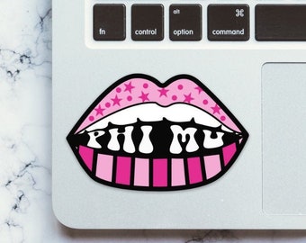 Phi Mu Sorority Pink Stars and Lips Sticker / Decal | 3” Wide  / Decal |  for Car, Laptop, Mug, Cup, Cooler, Planner
