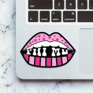 Phi Mu Sorority Pink Stars and Lips Sticker / Decal 3 Wide / Decal for Car, Laptop, Mug, Cup, Cooler, Planner image 1