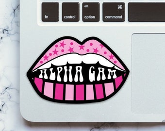 Alpha Gamma Delta Sorority Alpha Gam Stars and Lips Pink Sticker  | 3.5"