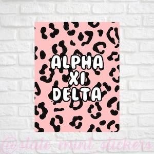 Alpha Xi Delta AXD Sorority Gallery Wall Art | Blush Pink Leopard Cheetah Animal Print | DIGITAL DOWNLOAD | Download and print at home