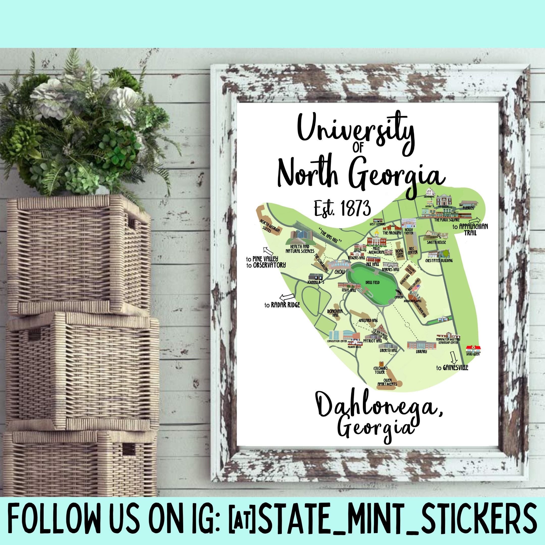Dahlonega Map University of North Georgia Digital Illustration - Etsy 