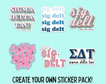 Sigma Delta Tau Sorority Sticker Pack | perfect for bid day, big little, custom order, sdt laptop sticker, sig delt sticker pack