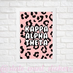 Kappa Alpha Theta Sorority Gallery Wall Art | Blush Pink Leopard Cheetah Animal Print | DIGITAL DOWNLOAD | Download and print at home