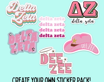 Delta Zeta Sorority Sticker Pack | perfect for bid day, big little, custom order, delta zeta laptop sticker, dz car decal, sticker pack