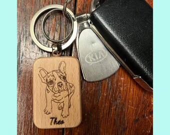 Custom Key Chain | Dog Keychain | Dog Line Drawing | Custom Pet Keychain