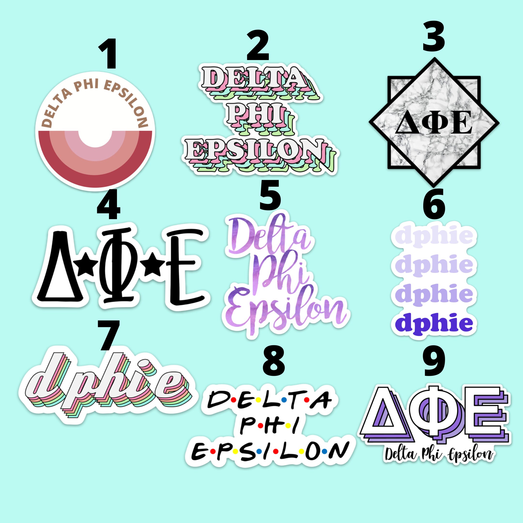etc Laptop DPhiE Sorority Sticker for Car Window Delta Phi Epsilon Car