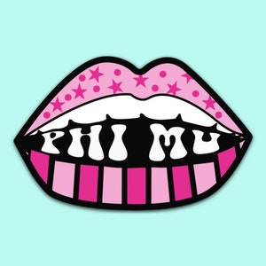 Phi Mu Sorority Pink Stars and Lips Sticker / Decal 3 Wide / Decal for Car, Laptop, Mug, Cup, Cooler, Planner image 2