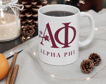 Alpha Phi Sorority Ceramic Coffee Mug / Cup - 11oz - Perfect Stocking Stuffer