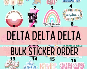 Delta Delta Delta / Tri Delta Sorority Stickers Bulk Order | PERFECT for BID DAY! Group / Bulk / Chapter Wide Sticker Order