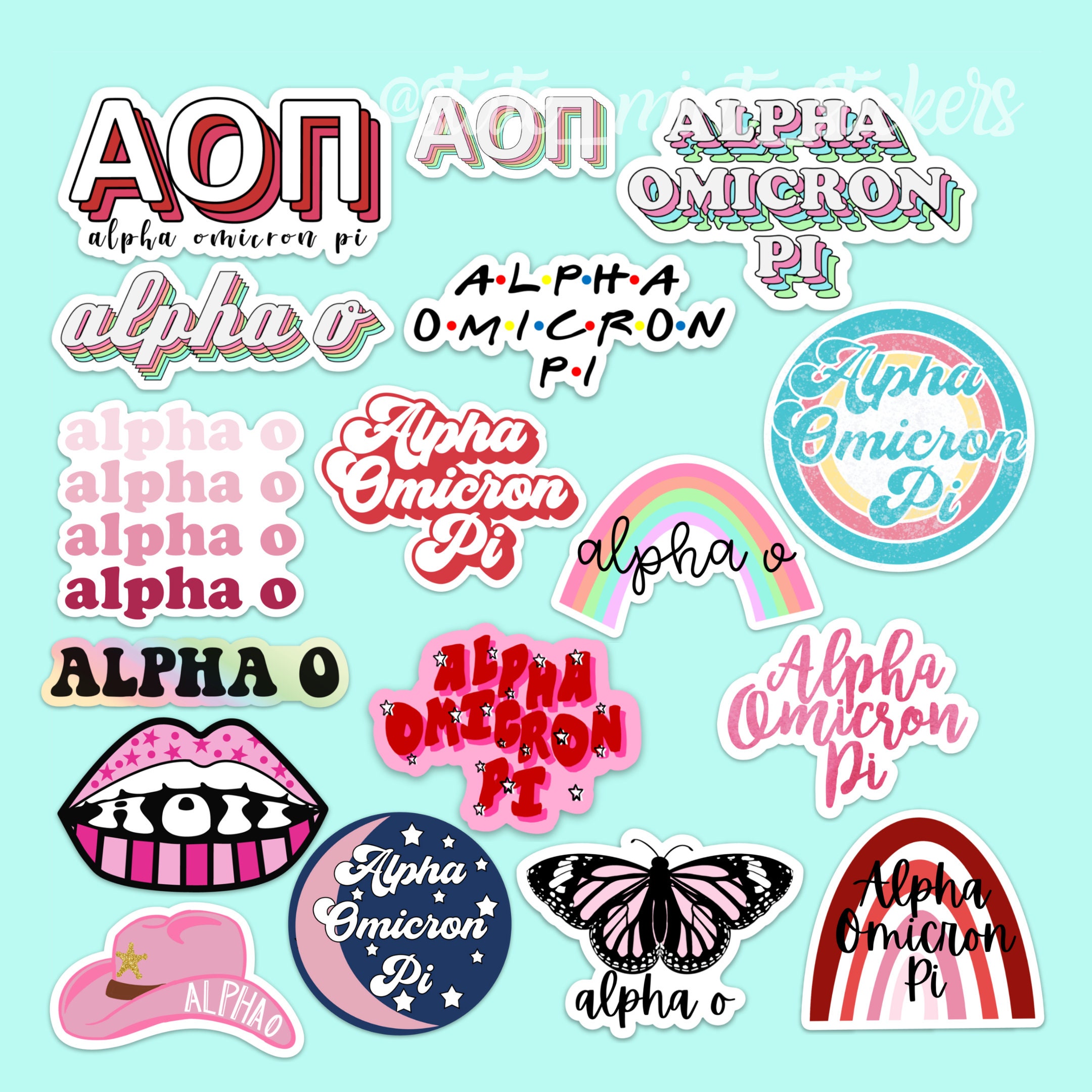 Alpha Omicron Pi Sorority Sticker Pack Perfect for Bid Day Etsy