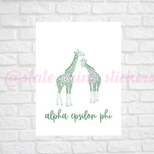 Alpha Epsilon Phi Sorority Gallery Wall Art | Green Giraffe AEPhi Mascot Print | DIGITAL DOWNLOAD | Download and print at home