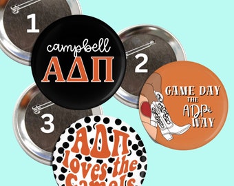 Sorority Gameday | Game Day the Sorority Way | Alpha Delta Pi Campbell |  Football Buttons | Sorority Buttons | Gameday Pins | Custom |