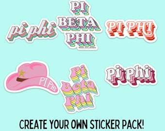 Pi Beta Phi Sorority Sticker Pack | perfect for bid day, big little, custom order, pi beta phi laptop sticker, pi phi sticker pack