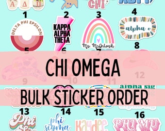 Chi Omega Sorority Stickers Bulk Order | PERFECT for BID DAY! Group / Bulk / Chapter Wide Sticker Order