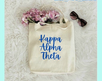 Kappa Alpha Theta Sorority Canvas Beach Bag / Tote Bag / Bid Day Bag | theta tote bag, handbag, purse, shopping bag,  theta big little bag