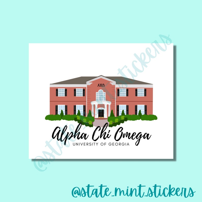 Alpha Chi Omega Sorority House Print Sorority Art Etsy