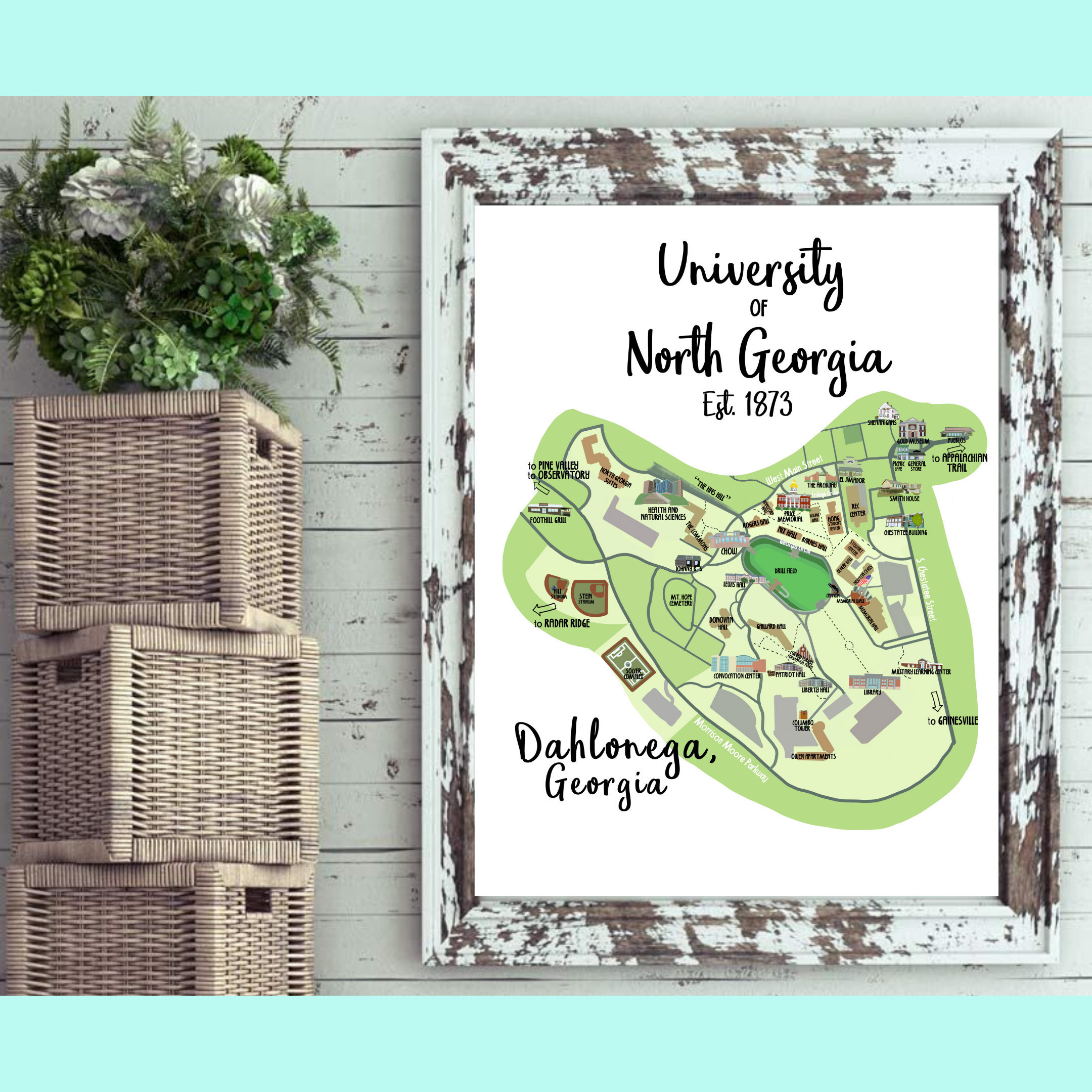 Dahlonega Map University of North Georgia Digital Illustration - Etsy