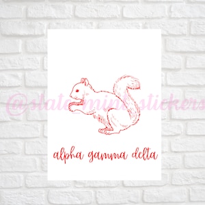 Alpha Gamma Delta AGD Sorority Gallery Wall Art | Red Squirrel Mascot Print | DIGITAL DOWNLOAD | Download and print at home