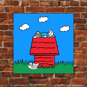 Custom Pet Portrait | Digital Illustration | Snoopy Doghouse | Dog Painting, Cat Painting, Horse, Rabbit, Cat, Portrait | Memorial