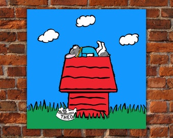 Custom Pet Portrait | Digital Illustration | Snoopy Doghouse | Dog Painting, Cat Painting, Horse, Rabbit, Cat, Portrait | Memorial