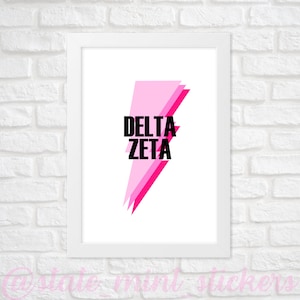 Delta Zeta Sorority Gallery Wall Art | Pink Lightning Bolt | DIGITAL DOWNLOAD | Download and print at home