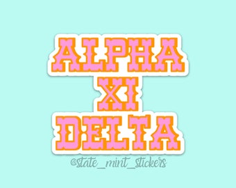 Alpha Xi Delta Sorority Cowgirl Themed Pink and Orange Sticker / Decal | 3.5" Wide | bid day sticker, big little sticker, big little basket