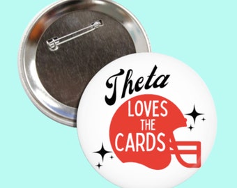 Theta Loves the Cards | Sorority Gameday Buttons | Football Buttons | Sorority Buttons | Gameday Pins | Custom Buttons | Louisville Cardinal