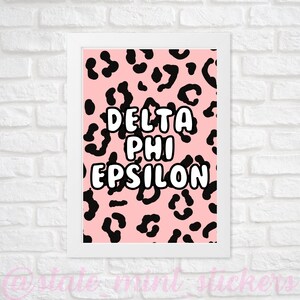 Delta Phi Epsilon Dphie Sorority Gallery Wall Art | Blush Pink Leopard ...