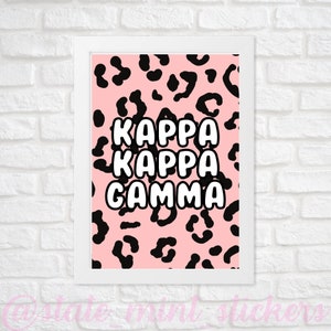 Kappa Kappa Gamma Sorority Gallery Wall Art | Blush Pink Leopard Cheetah Animal Print | DIGITAL DOWNLOAD | Download and print at home