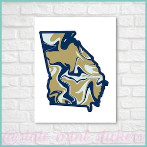 Navy and Gold Georgia Dorm Art / Wallpaper / Art Print / GT Yellow Jackets, Georgia Tech Atlanta DIGITAL DOWNLOAD instant printable