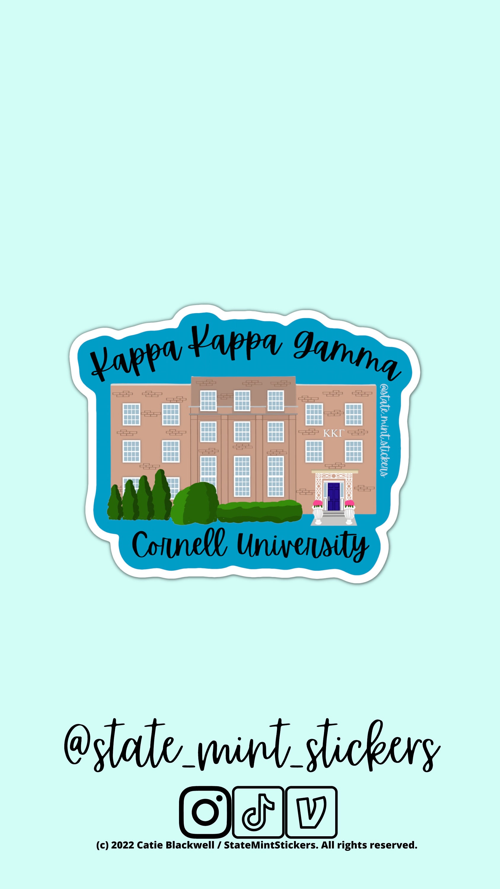 Kappa Kappa Gamma Sticker | Kappa Cornell | Kappa KKG Sorority House |  Sorority Sticker / Decal | for Car, Laptop, Mug, Cup, Cooler - Etsy, image size:1687x3000